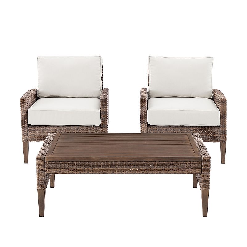 Crosley Capella Outdoor Wicker Chair and Table 3-piece Set