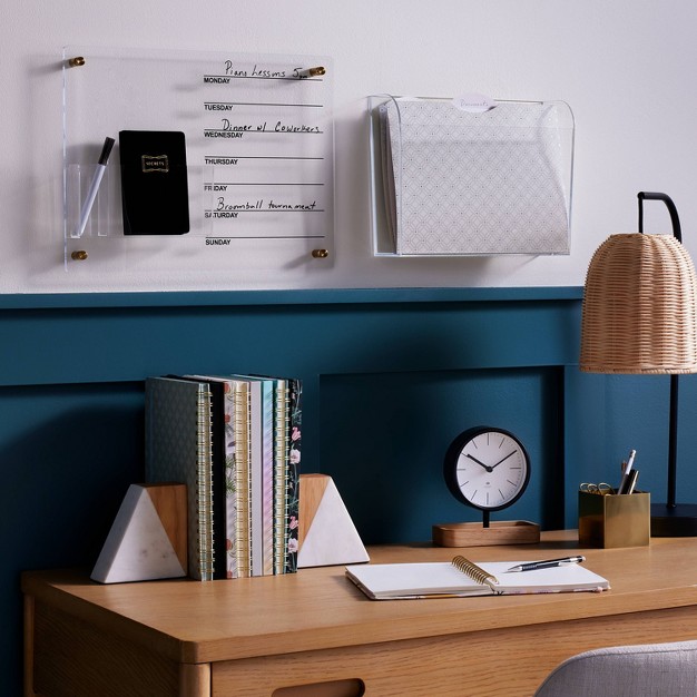 Desk Clock With Wood Tray