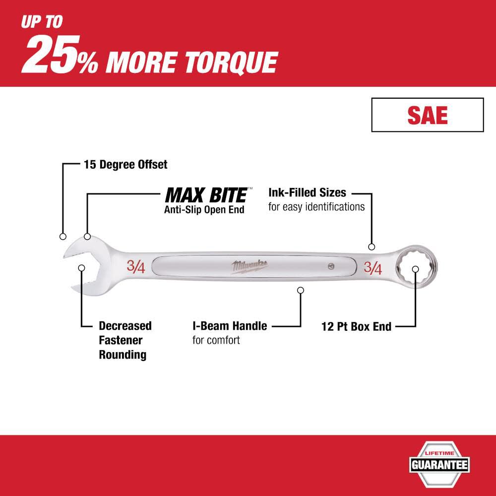 MW SAE Combination Wrench 11pc Set 48-22-9411 from MW