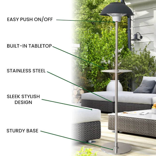 Hanover HAN1011IC-BLK 5118-BTU 120-Volt Black Stainless Steel Electric Patio Heater