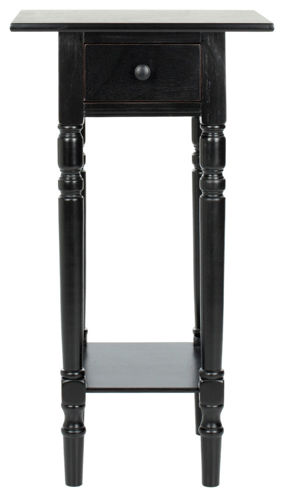 Maribelle End Table With Storage Drawer Distressed Black   Traditional   Side Tables And End Tables   by AED Luxury Home Decor  Houzz