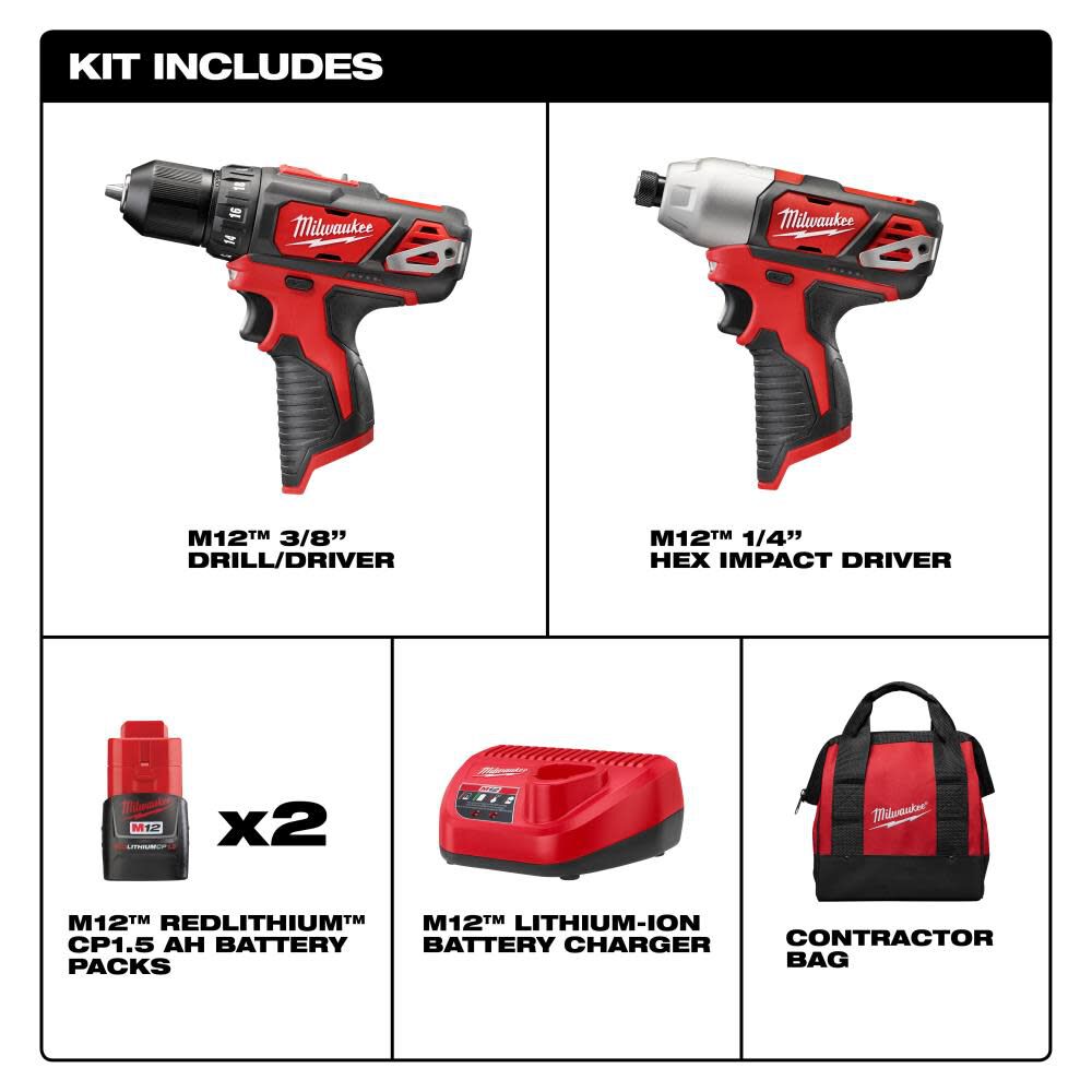 Milwaukee M12 Drill/Impact Combo Kit 2494-22 from Milwaukee