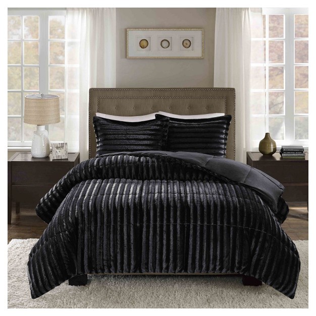 York Brushed Faux Fur Comforter Mini Set