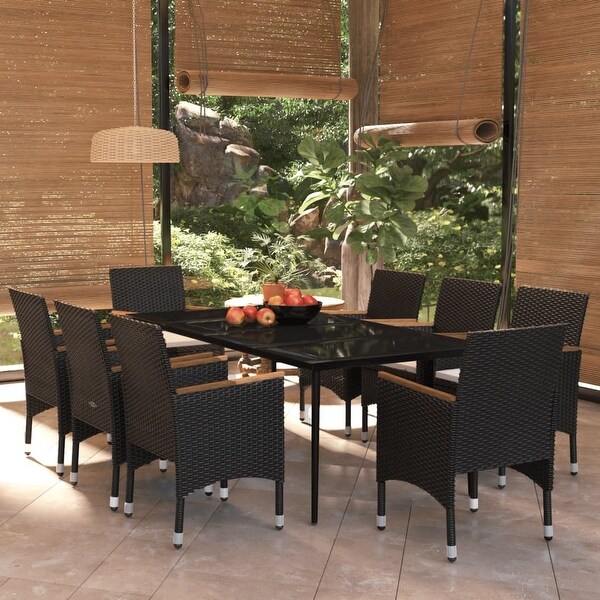 vidaXL 5 Piece Patio Dining Set with Cushions Black