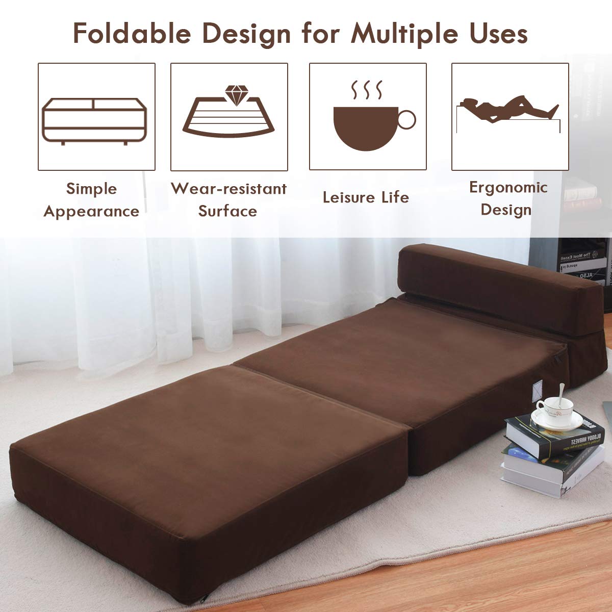 Giantex Fold Down Sofa Bed Floor Couch Foam Folding Modern Futon Chaise Lounge