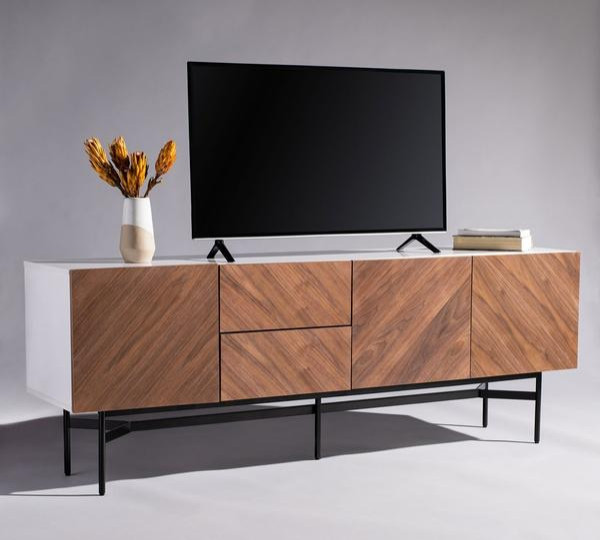 Ivanka Wood TV Stand   Industrial   Entertainment Centers And Tv Stands   by Peachtree Fine Furniture  Houzz