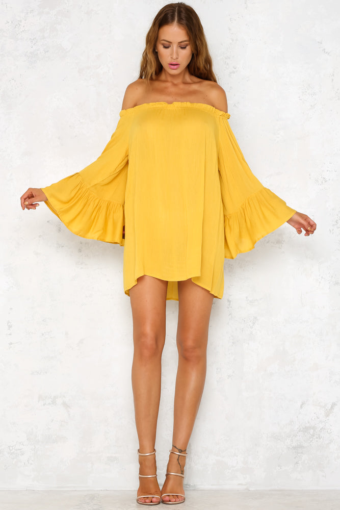 Love More Dress Mustard