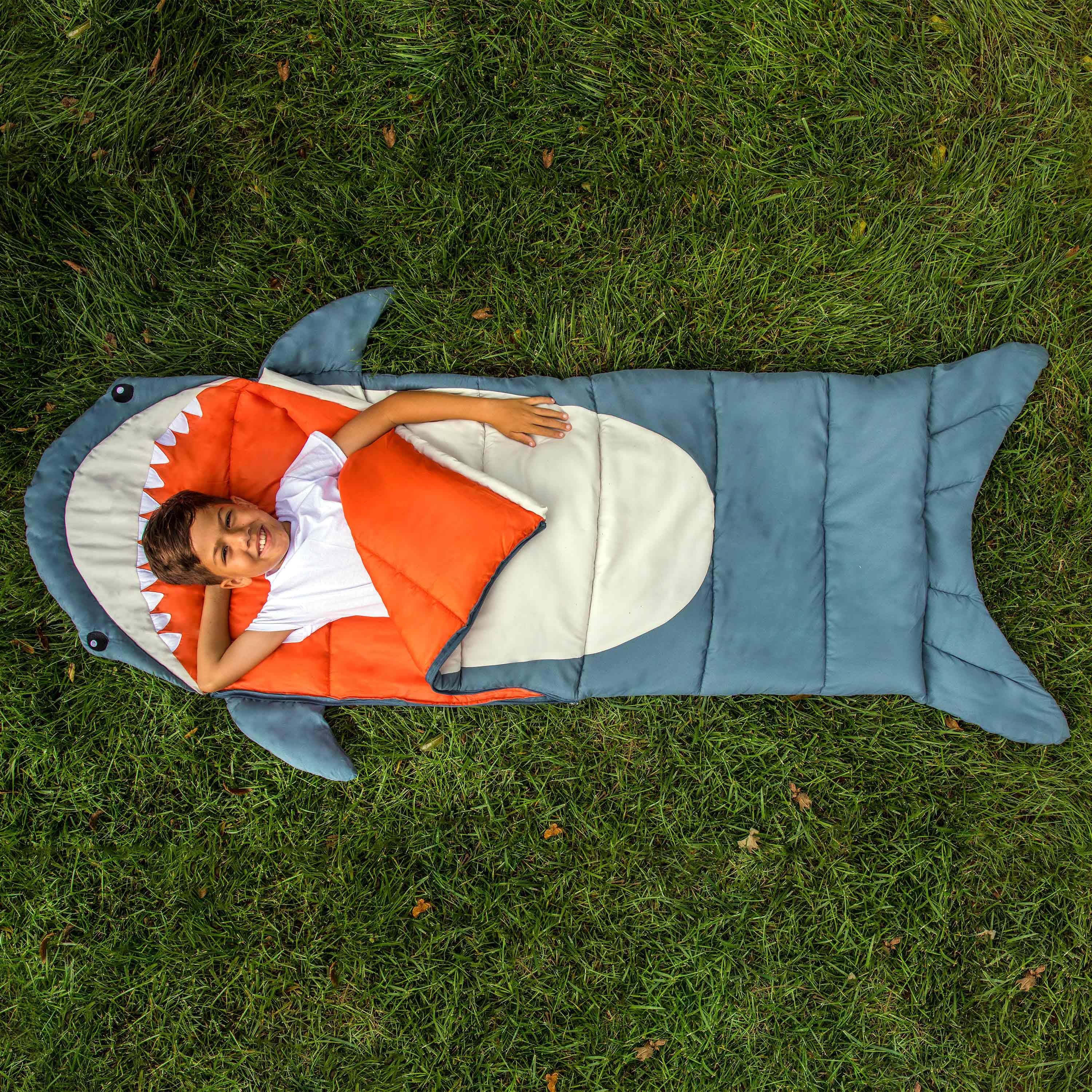 Firefly! Outdoor Gear Finn the Shark Kid's Sleeping Bag - Navy/Gray (65 in. x 24 in.)