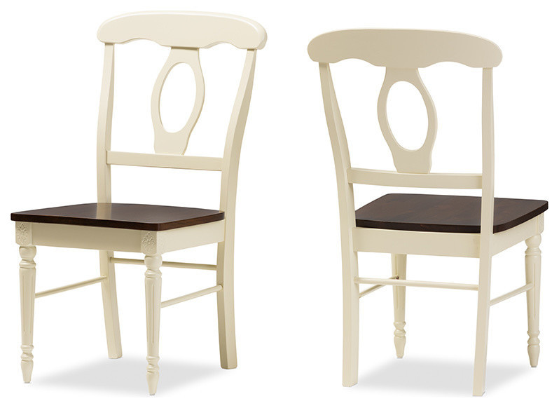 Napoleon French Country Buttermilk and Cherry Wood Dining Chair  Set of 2   French Country   Dining Chairs   by Baxton Studio  Houzz