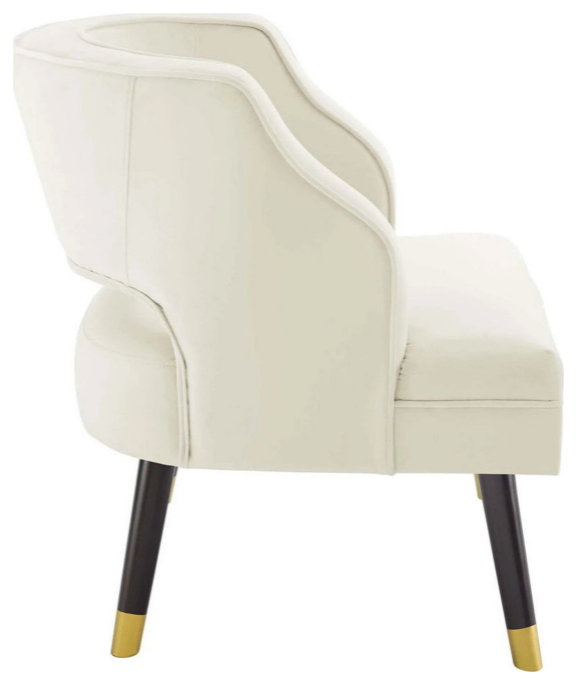 Finn Ivory Button Tufted Open Back Performance Velvet Armchair   Contemporary   Armchairs And Accent Chairs   by Rustic Home Furniture Deco  Houzz