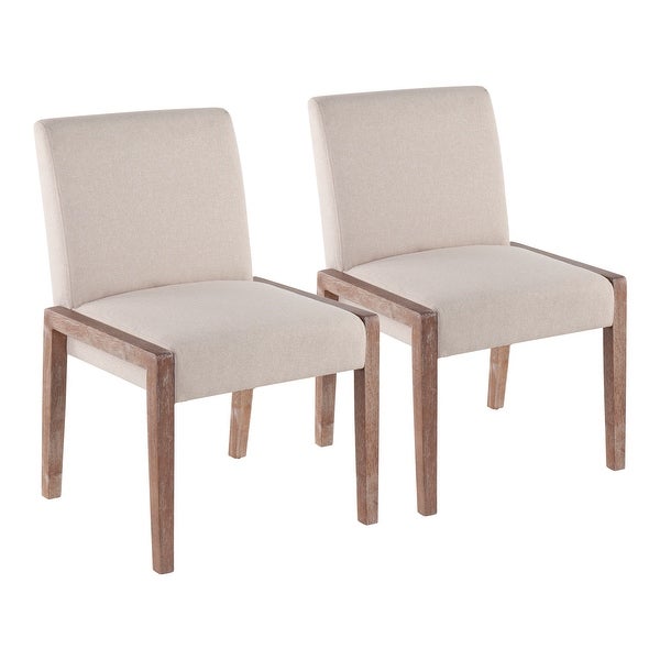 Porch and Den Carmen Chair in White Washed Wood - Set of 2