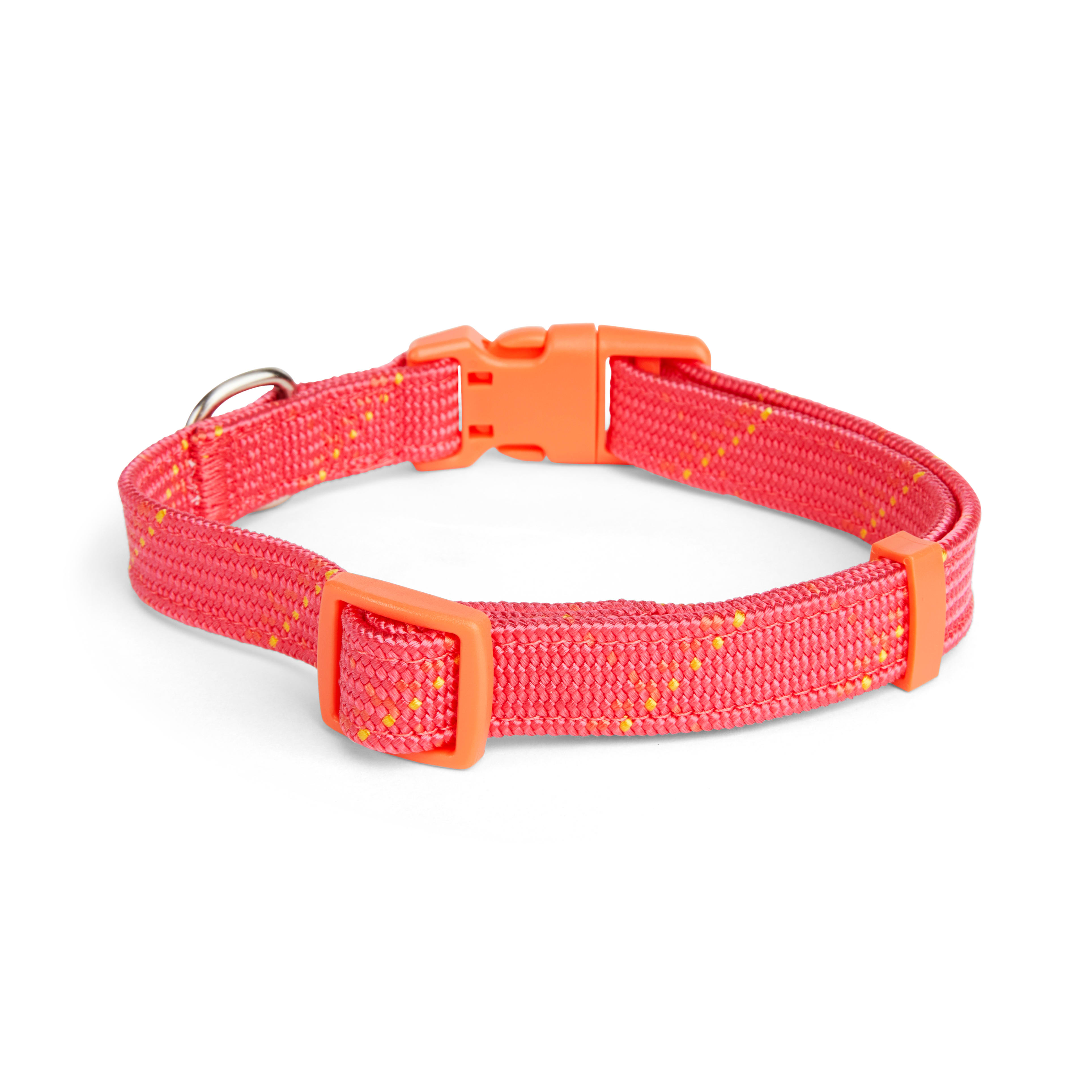 YOULY The Trailblazer Pink  Orange Rope Dog Collar， Small