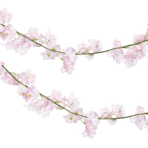 Set of 2 Light Pink Artificial Cherry Blossom Flower Garland Hanging Vine 5.75ft