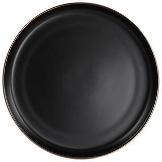 Elama Paul 6 Piece Stoneware Dinner Plate Set in Matte Black with Gold Rim 985116267M