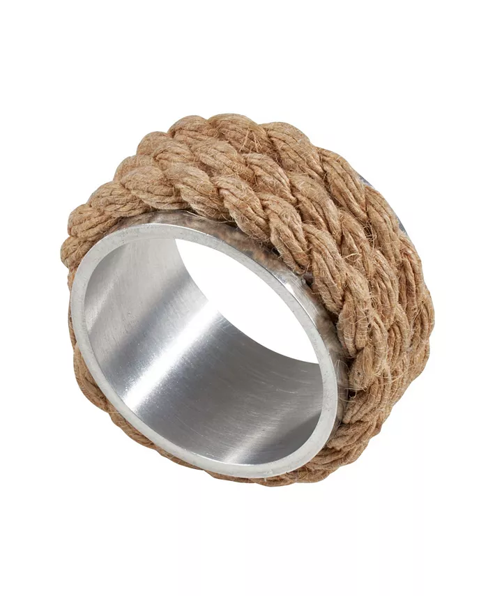 Saro Lifestyle Rope Design Aluminum Napkin Ring Set of 4