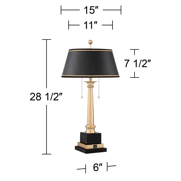 Tall Warm Brass With Usb Charging Port Black Shade For Bedroom Living Room Bedside Office Kids