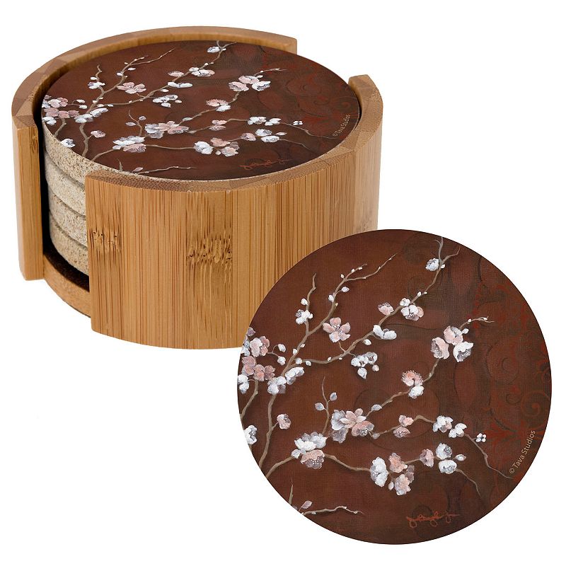 Thirstystone 4-pc. Cherry Blossom Coaster Set with Holder