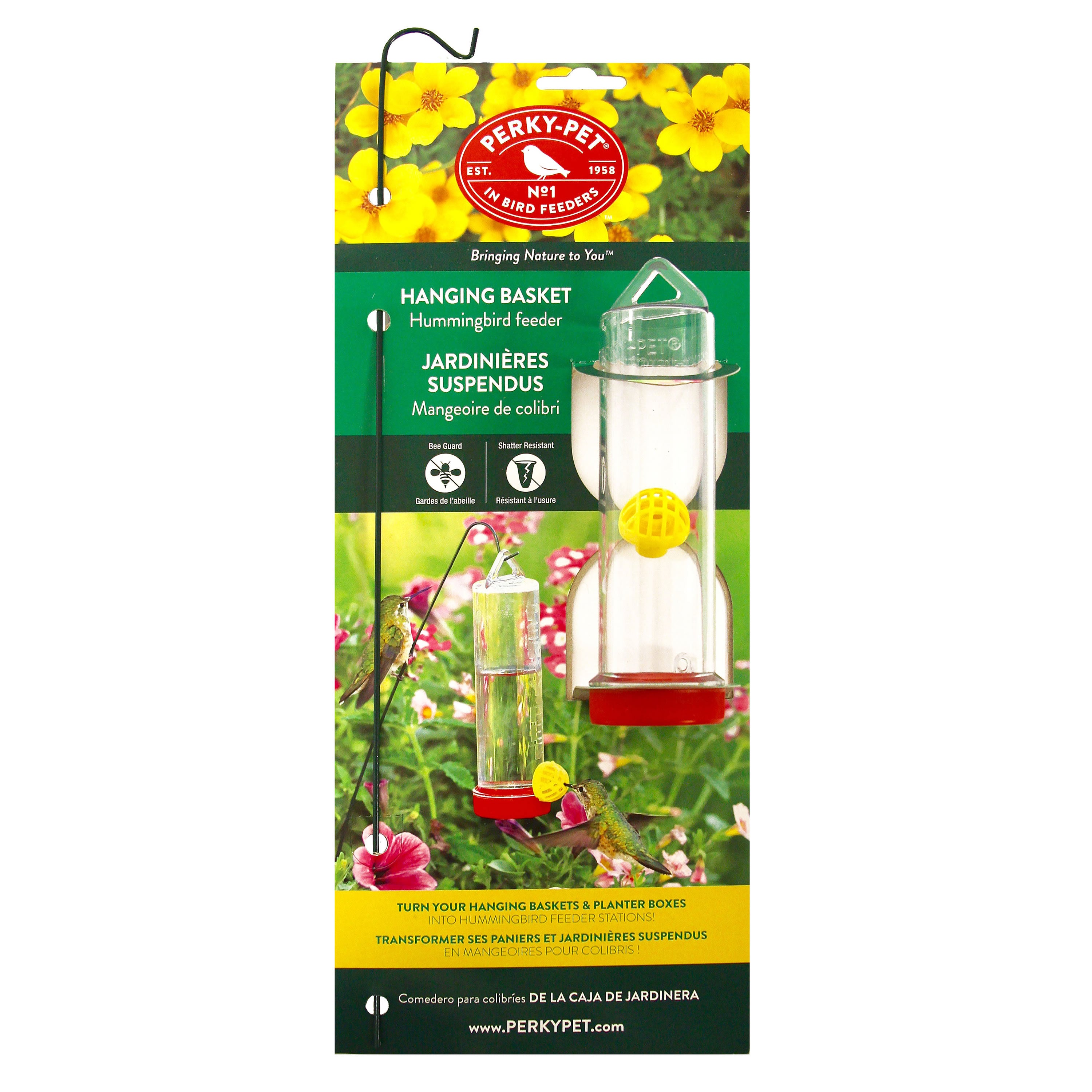 Perky-Pet Planter Box 3 oz Plastic Hummingbird Feeder with Hanging Rod