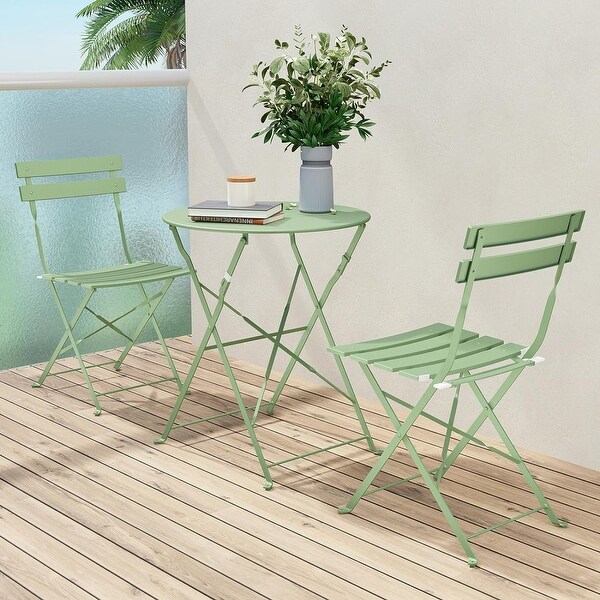 3Piece Bistro Set Folding Outdoor Furniture Sets with Premium Steel Frame Portable Design for Bistro and Balcony