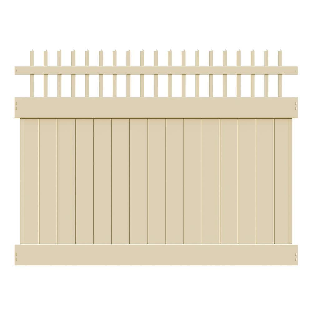 Barrette Outdoor Living Carson 6 ft. x 8 ft. Sand Vinyl Open Picket Top Fence Panel 73040132