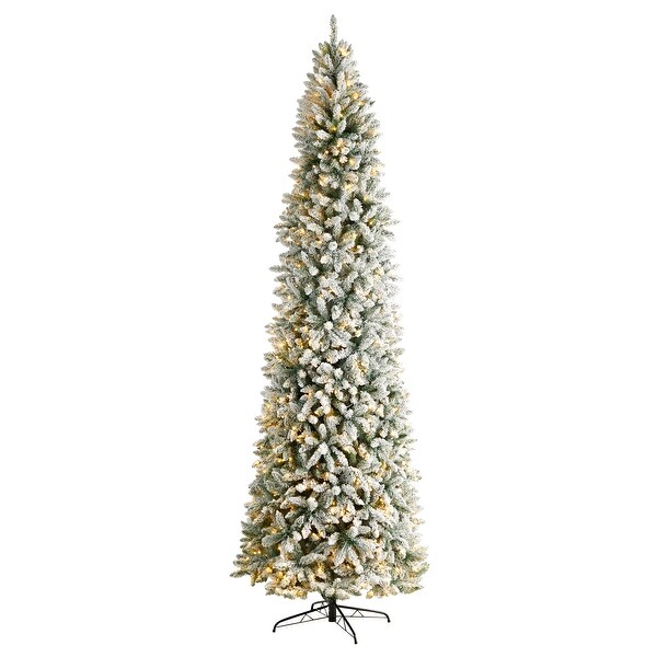 Slim Flocked 10foot Montreal Fir Prelit Christmas Tree