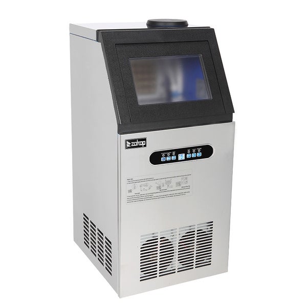 24h Stainless Steel Ice Maker with Transparent Frosted Lid and Display