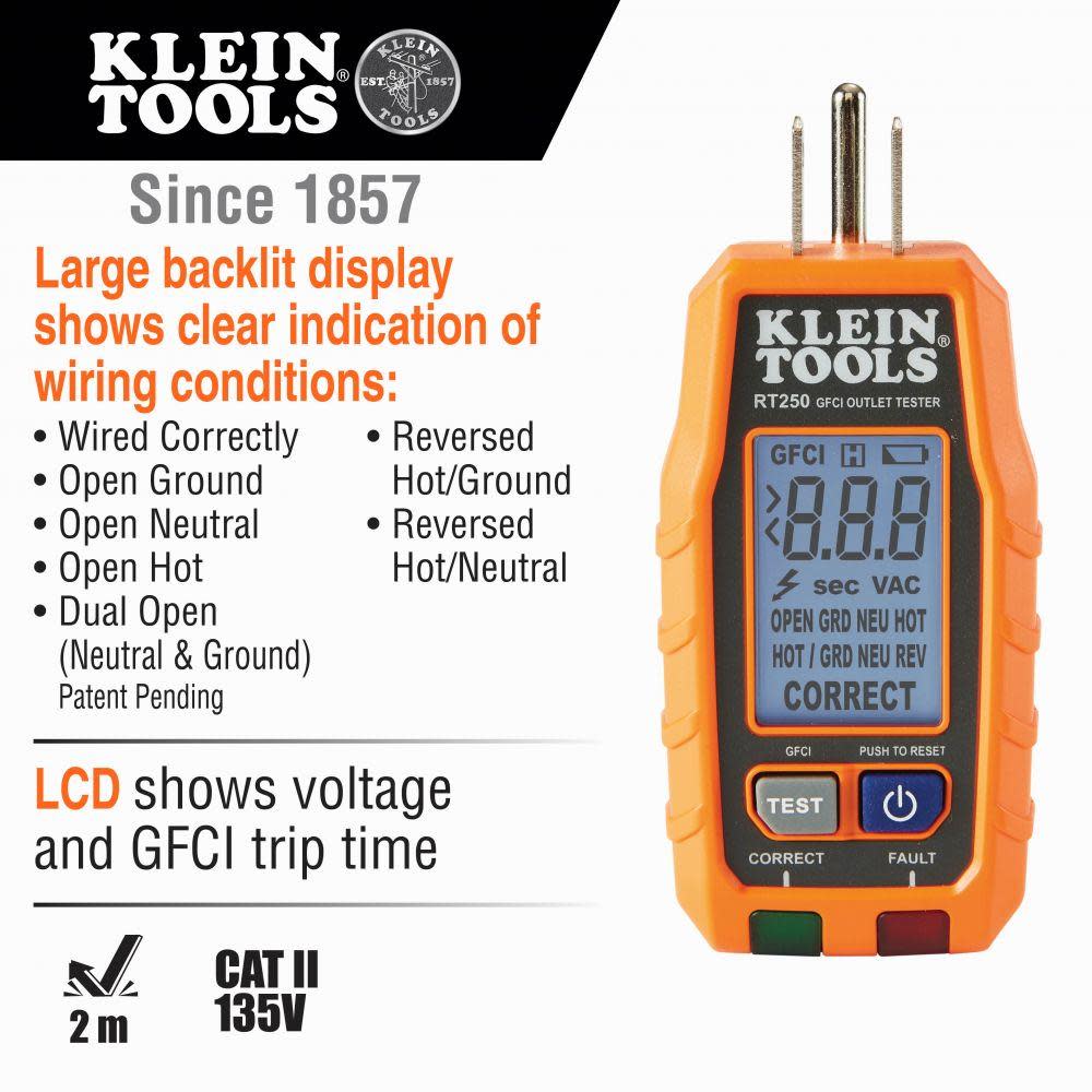 Klein Tools GFCI Receptacle Tester with LCD