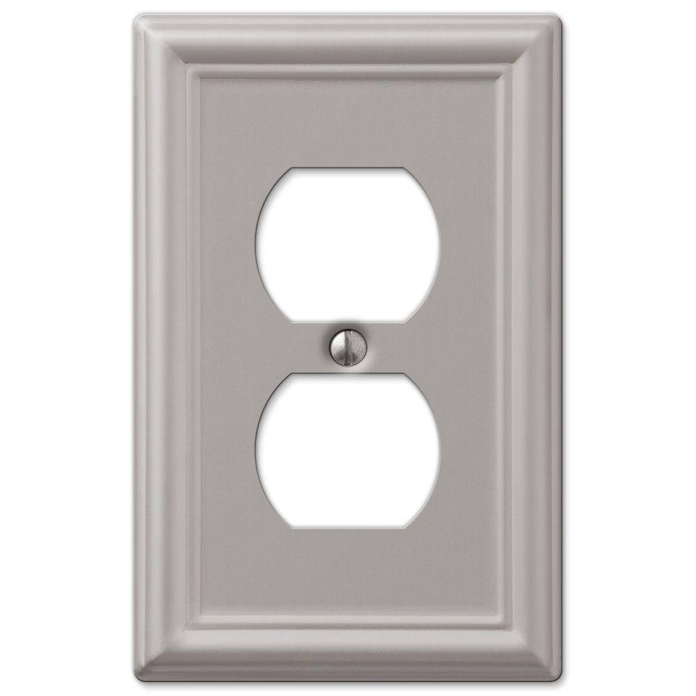 Hampton Bay Ascher 1 Gang Duplex Steel Wall Plate - Brushed Nickel 149DBNHB