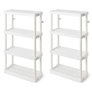 GRACIOUS LIVING Medium Duty Plastic 14 x 32 x 54.5 in. 4 Tier Ventilated Shelving Units White (2 Pack) 2 x GL91072MAXIT-1C