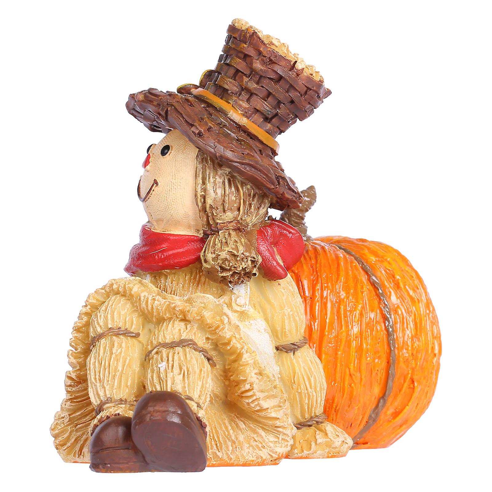 Tomfeel Scarecrow And Pumpkin Ornament Thanksgiving Harvest Decor Fall Gift Resin Mini Sculpture Of Table， Fireplace Store And Counter Ornaments No.24