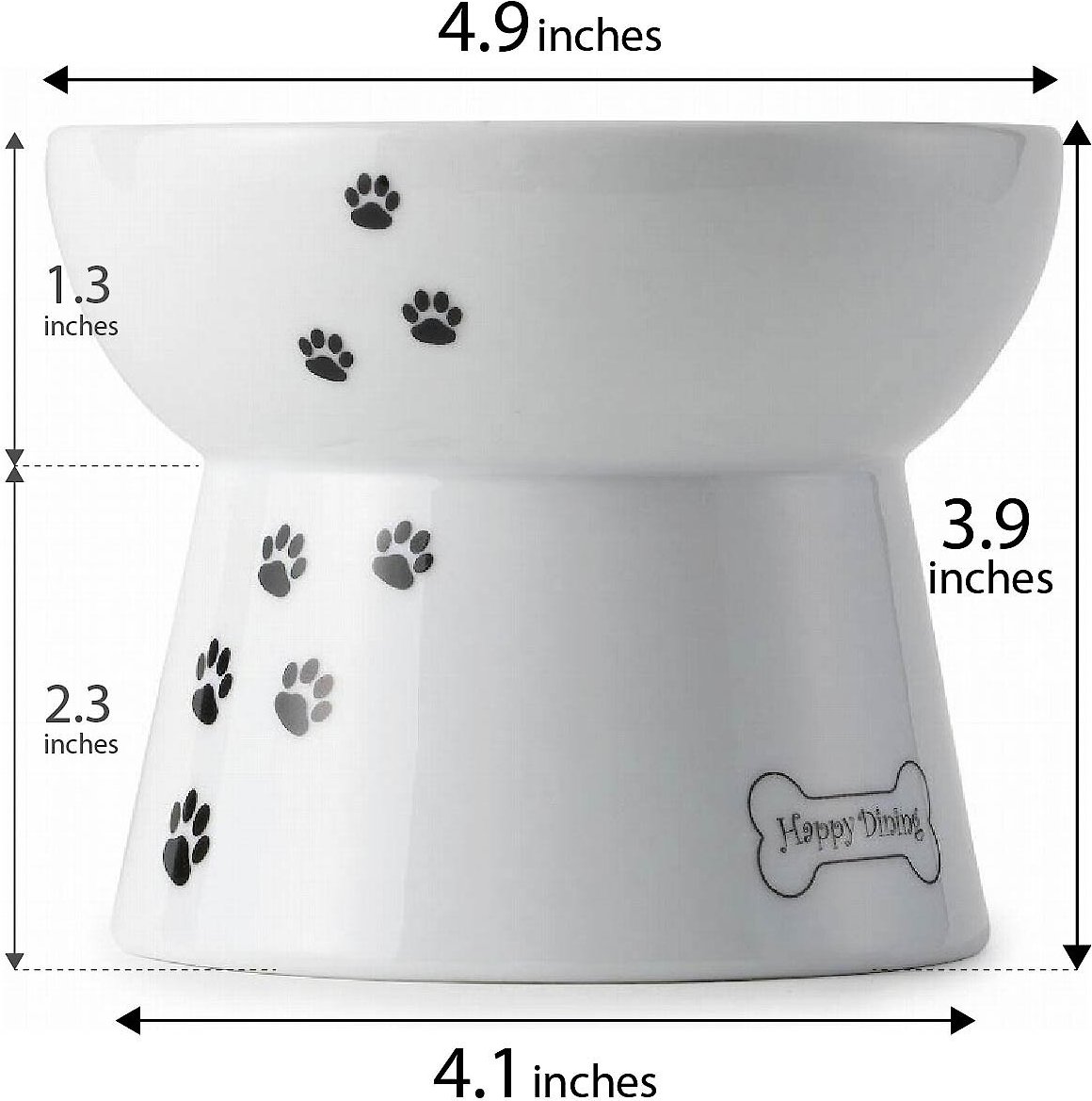 Necoichi Ceramic Elevated Dog Food Bowl， 1.5-cup