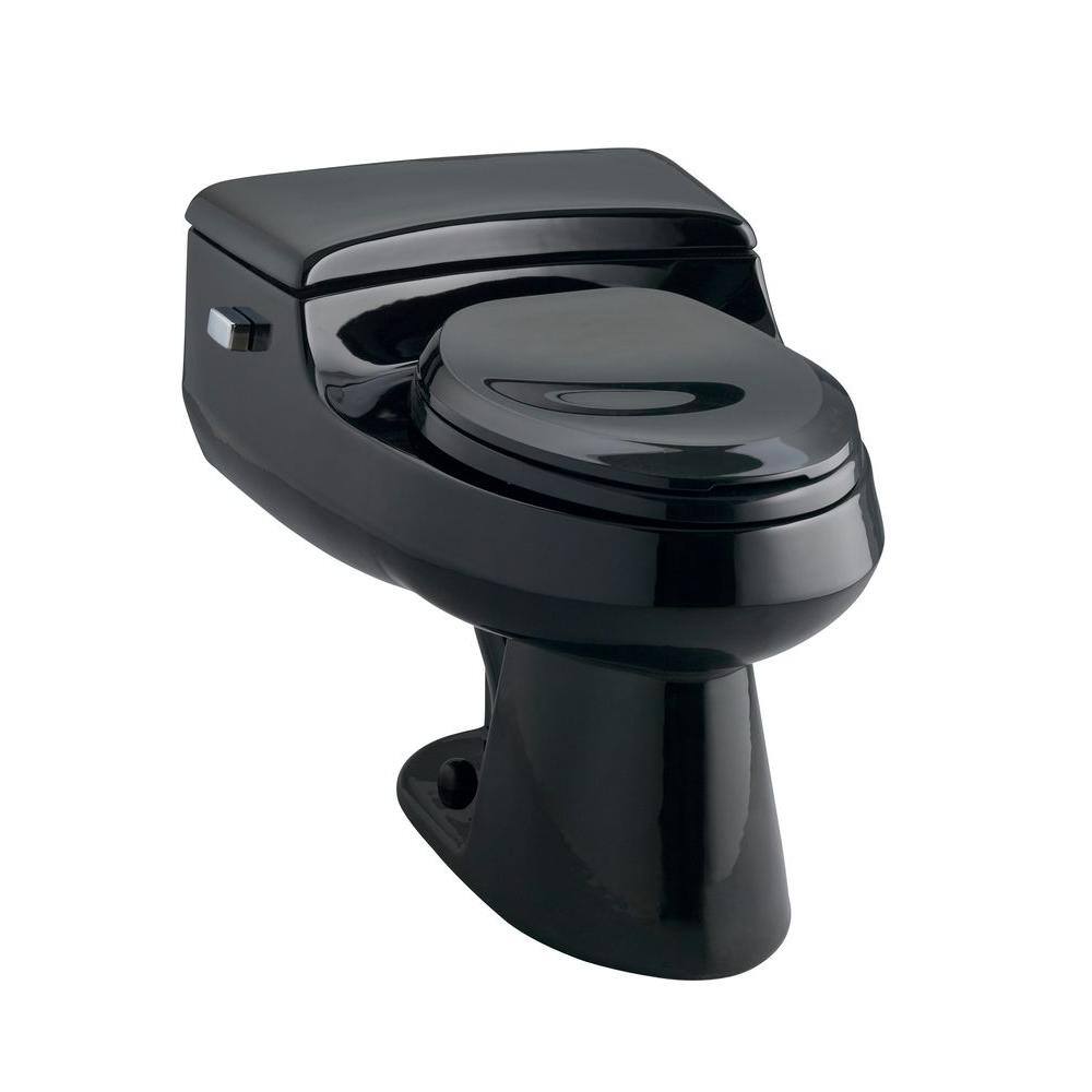 KOHLER San Raphael Comfort Height 1-piece 1 GPF Single Flush Elongated Toilet in Black Seat Included K-3597-7