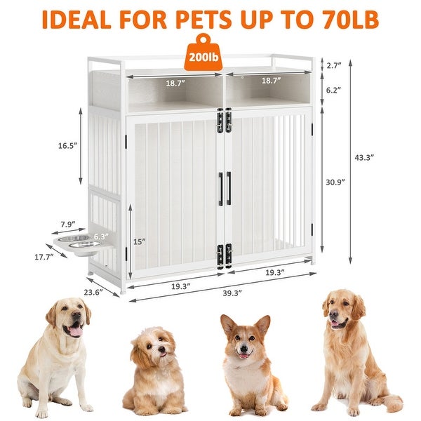 Dog Crate with Storage Shelves End Table Indoor Kennel Furniture