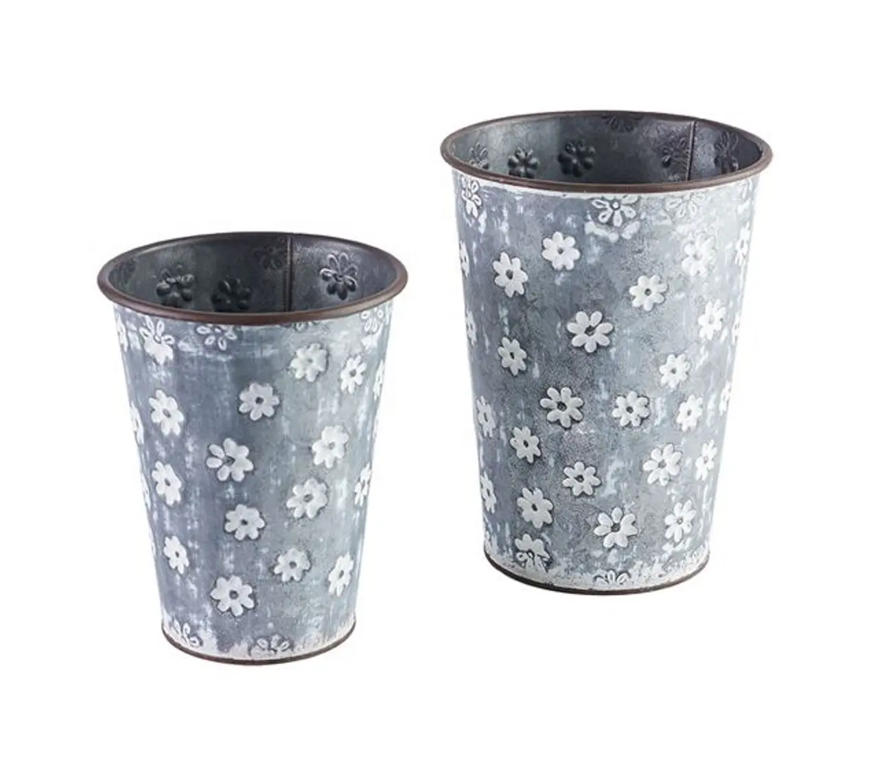 Stackable customised metal galvanised french flower bucket for home and garden decor