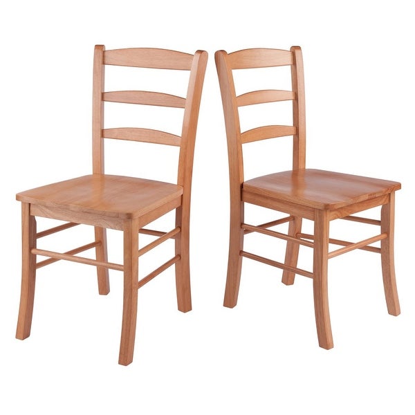 Wood Groveland 3-Pc Dining Set， Square Table and 2 Ladder Back Chairs， Light Oak Finish