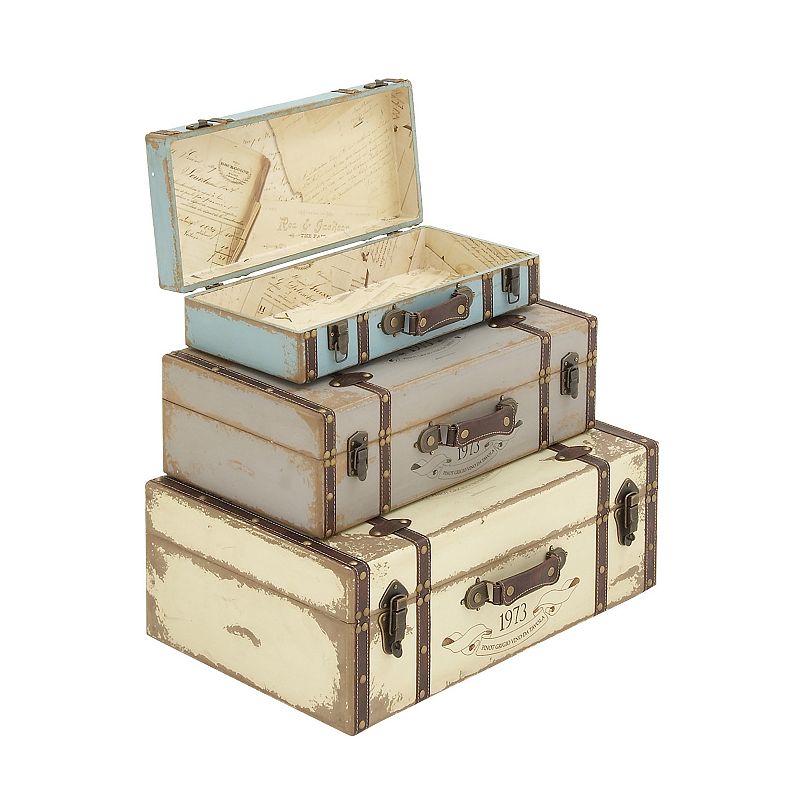 Stella and Eve Distressed Decorative Trunk Floor Decor 3-piece Set