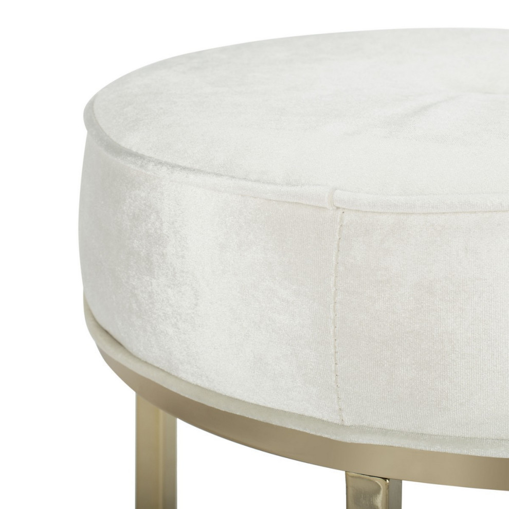 Gill Round Ottoman  Beige/Brass   Contemporary   Footstools And Ottomans   by Rustic Home Furniture Deco  Houzz