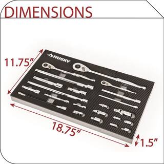 Husky 14 in. 38 in. and 12 in. 144-Position Ratchet and Accessory Set in EVA (22-Piece) H144RAT22PCEVA