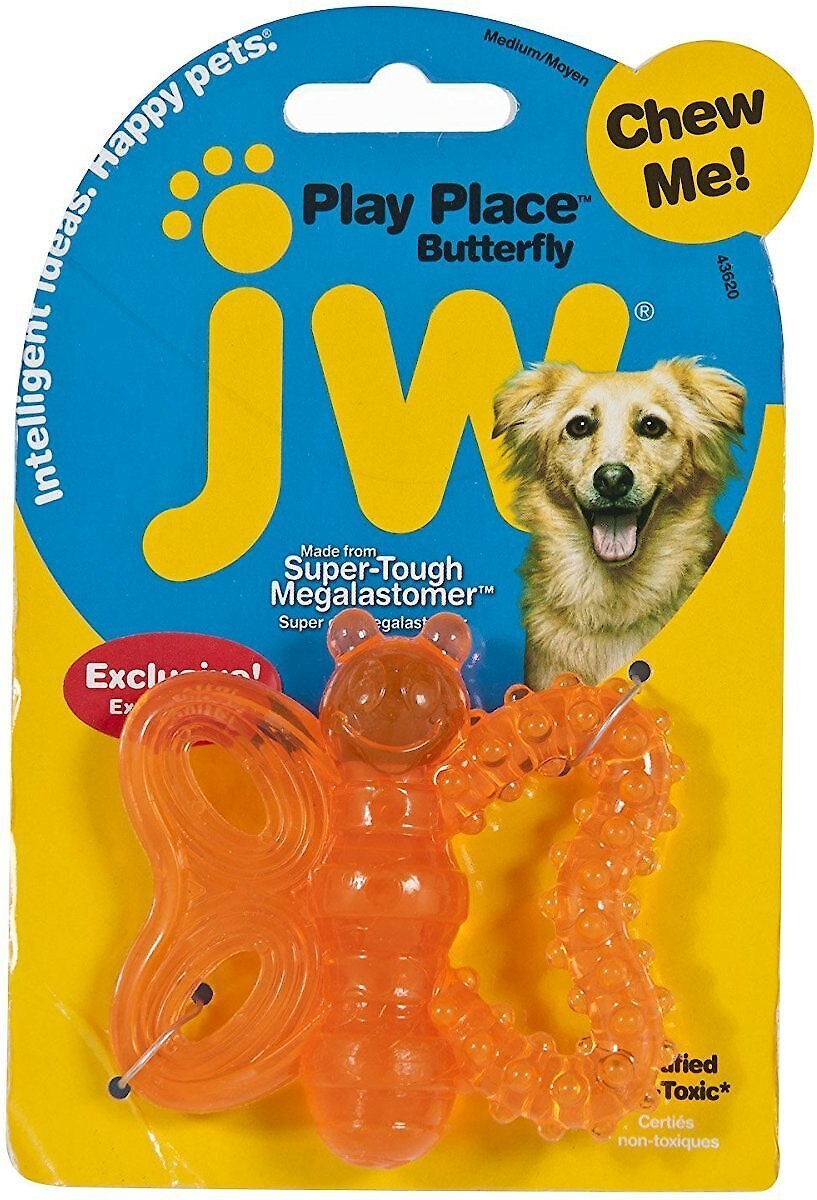 JW Pet Play Place Butterfly Puppy Teether， Color Varies