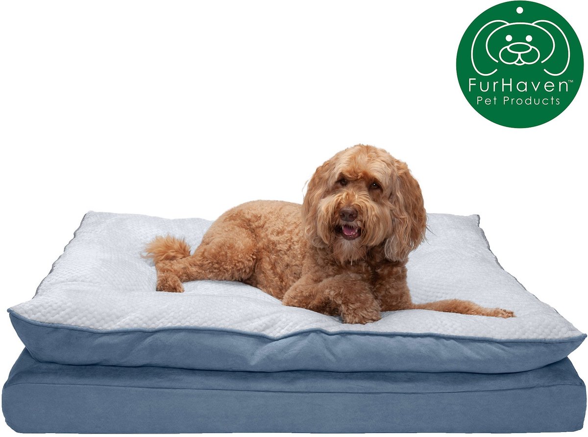 FurHaven Mink Fur and Suede PillowTop Orthopedic Cat and Dog Bed