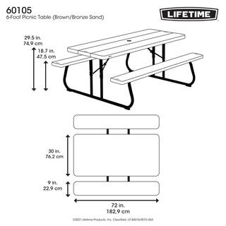 Lifetime 6 ft. Wood Grain Folding Picnic Table 60105