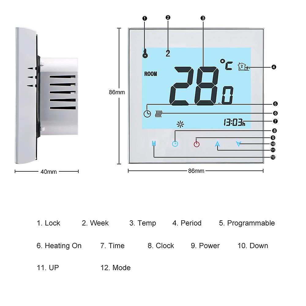 Thp1000-gclw Water/gas Boiler Thermostat Smart Wifi Digital Temperature Controller Tuya/smartlife App Control Backlit Lcd Display Programmable Voice C