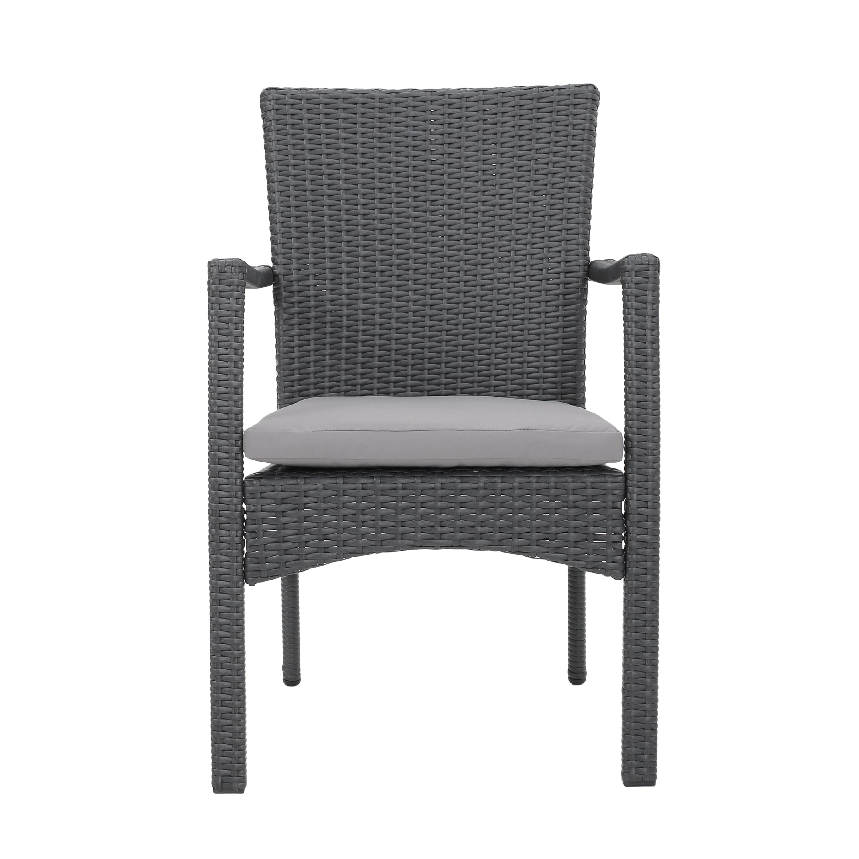 Tigua Outdoor Grey Wicker Dining Chair with Cushions (Set of 2)