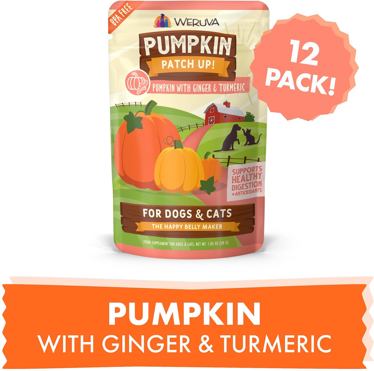 Weruva Pumpkin Patch Up! Pumpkin With Ginger and Turmeric Dog and Cat Wet Food Supplement