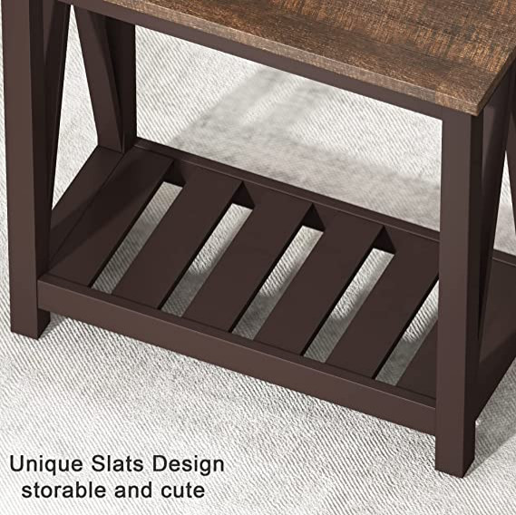 Farmhouse End Table with Storage Shelf for Small Spaces  White 2 Pack   Contemporary   Coffee Table Sets   by Imtinanz  LLC  Houzz