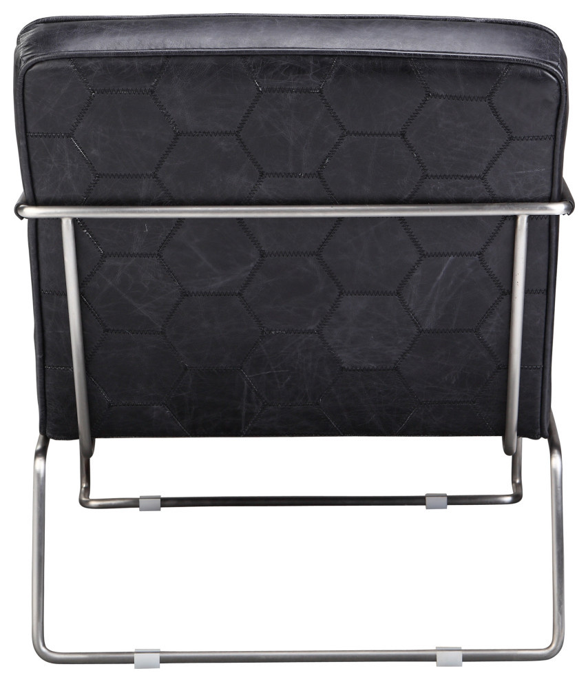 Desmond Club Chair Onyx Black Leather   Industrial   Armchairs And Accent Chairs   by Moe  x27s Home Collection  Houzz