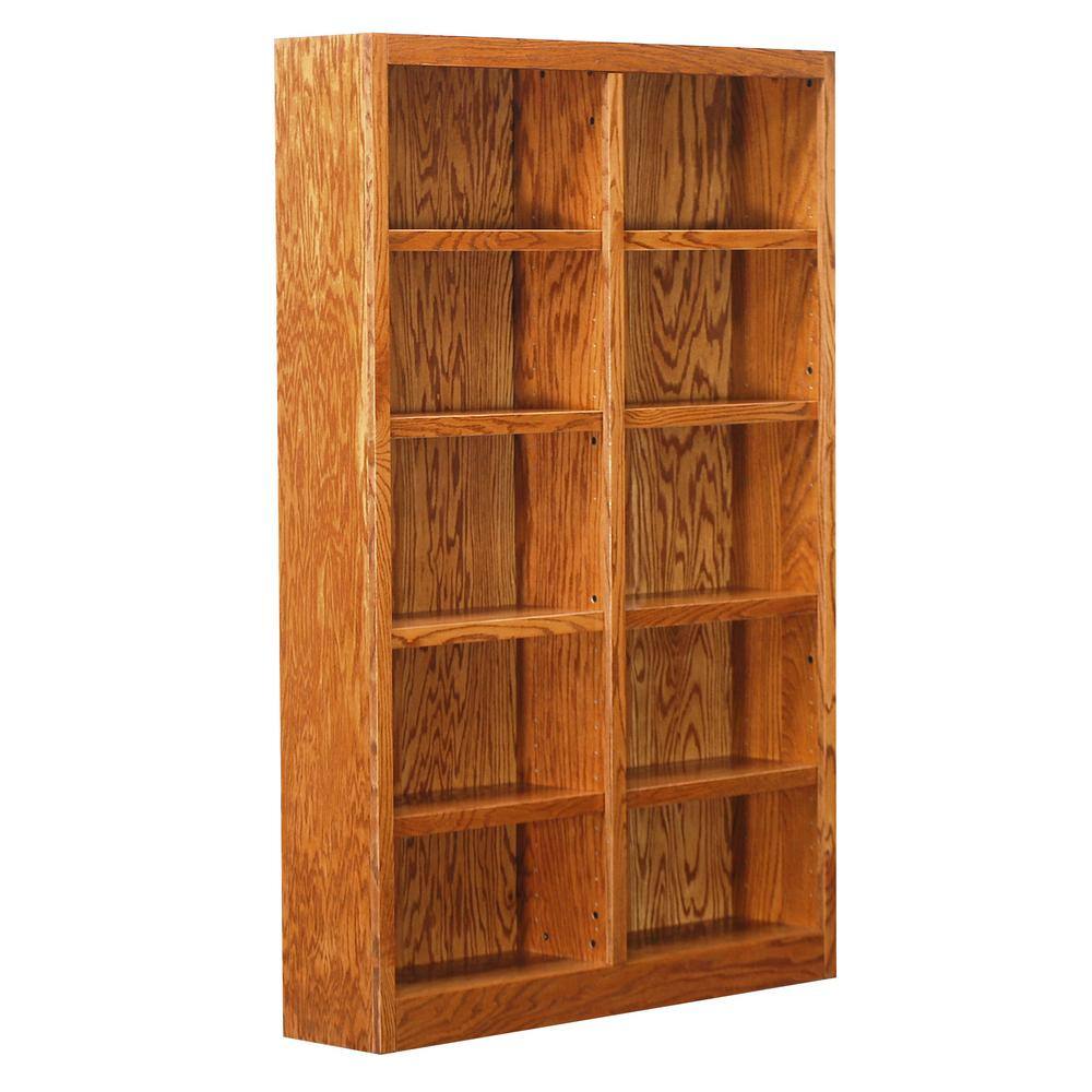 Concepts In Wood 72 in. Dry Oak Wood 10-shelf Standard Bookcase with Adjustable Shelves MI4872-D