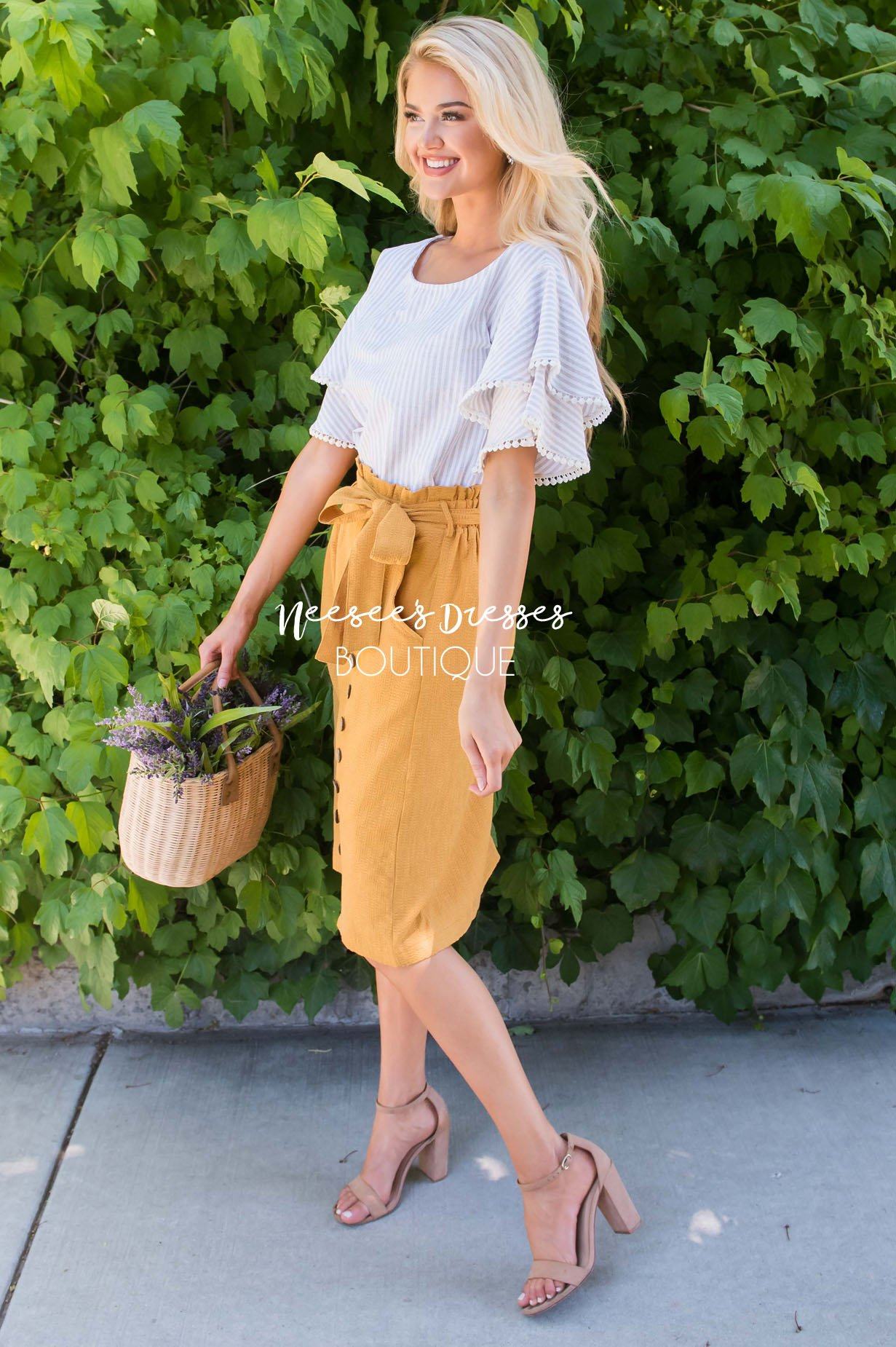 Lets Meet For Brunch Button Skirt