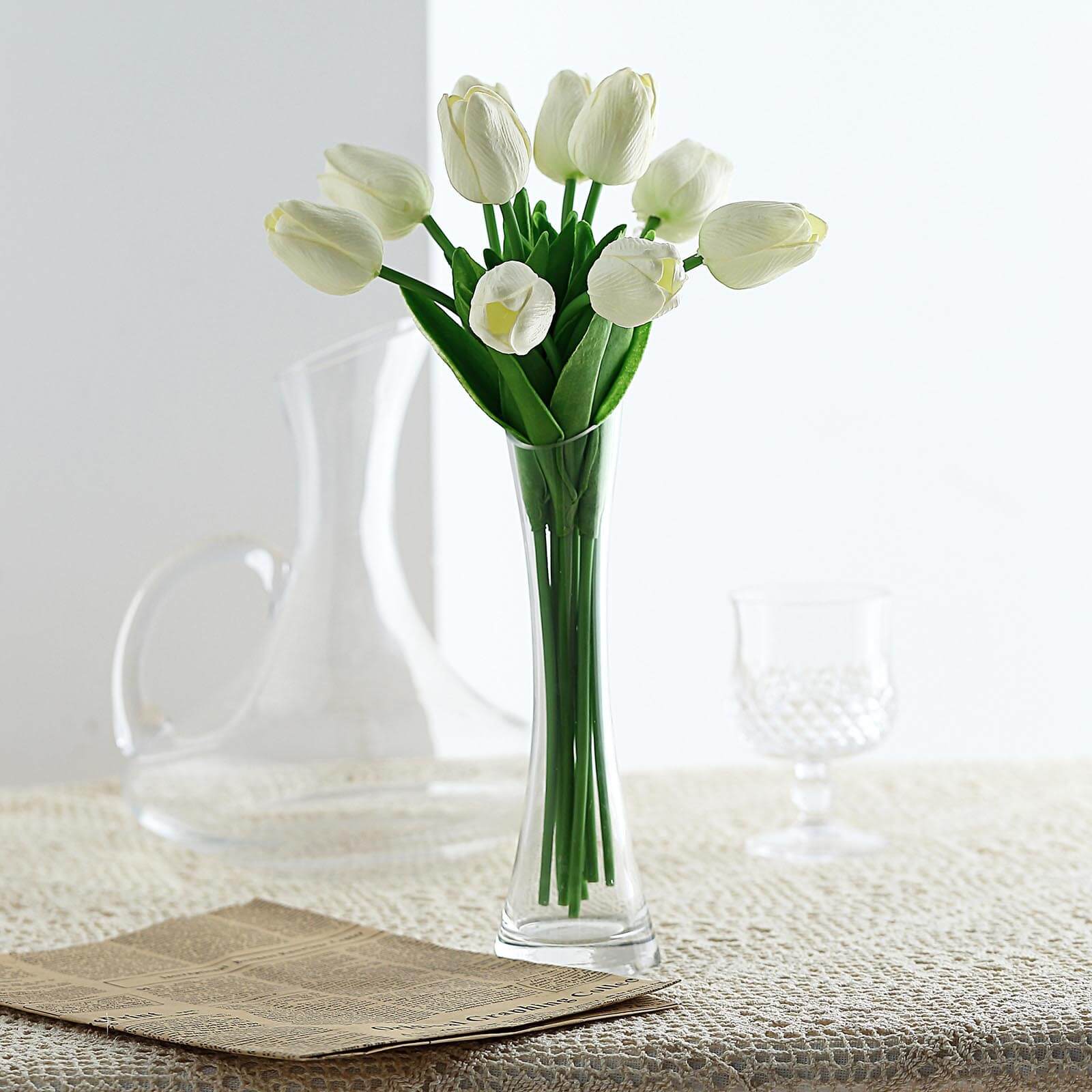 10 Stems White Real Touch Artificial Foam Tulip Flower Bouquets 13