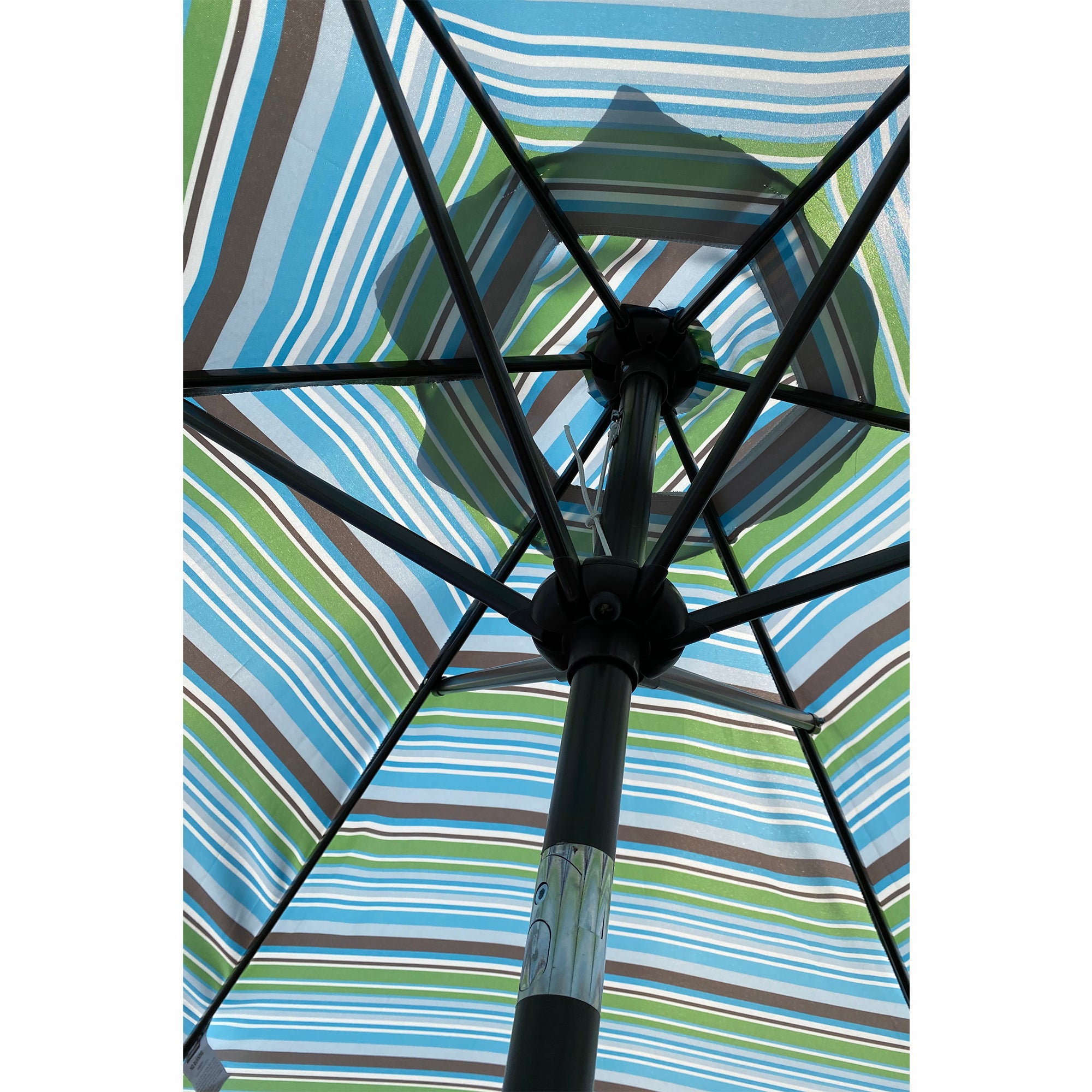 Tomshoo Outdoor Patio 8.6-Feet Market Table Umbrella with Push Button Tilt and Crank, Blue Stripes[Umbrella Base is not Included]